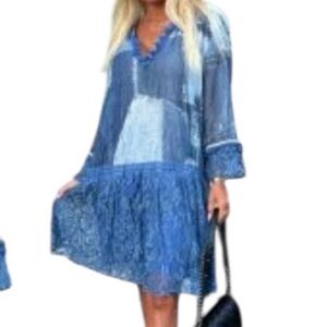**NWT** Boho Dress With Lace & Bedazzle